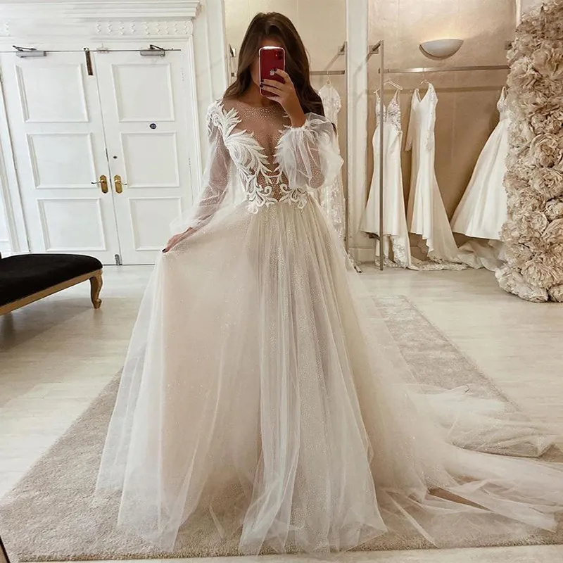 Robe de mariée manche bouffante sale