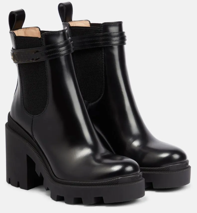 Stivaletti Chelsea Da Donna Invernali Di Lusso Cinghie Impreziosite Da Logo Stivaletti Da Combattimento Da Donna Con Suola Spessa In Vitello Nero Stivaletti Da Combattimento Da Donna EU35 42 Da 74 79 ...