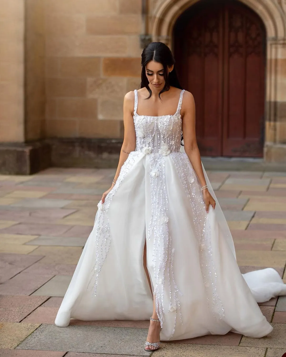 Custom-made Sleeveless A-Line wedding attendee dress with 3D