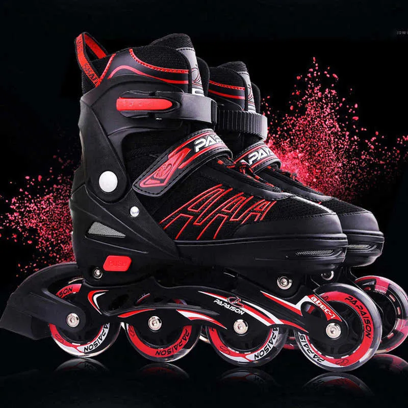 Patins em linha patins em linha iniciantes profissionais crianças meninos  meninas 8 rodas patins ajustáveis flash completo sapatos para esportes ao  ar