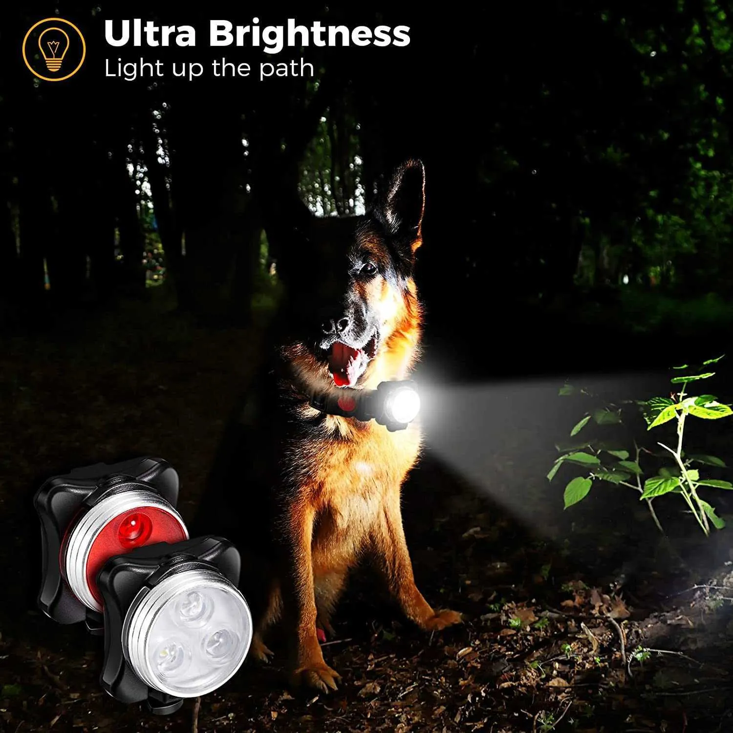 Pet Dog LED Light Lamp Tag 3 LED Safety Flashlight for Collar Harness Leash Plastic Gray Breakaway 2024