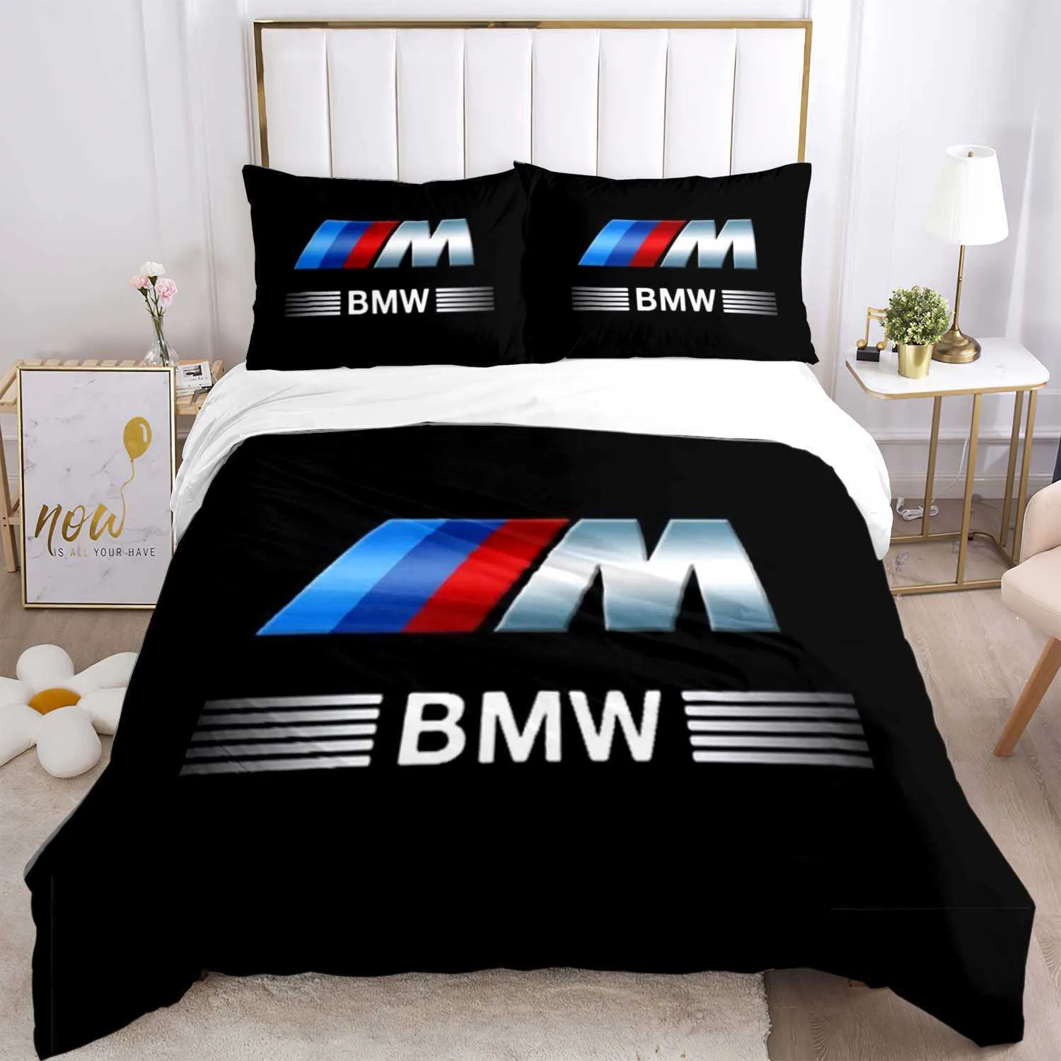 B-BMW Pattern Quilt Cover case Bedding Three Piece Set Multi Size Comforter  Set Duvet Cover Bedding Sets L230704