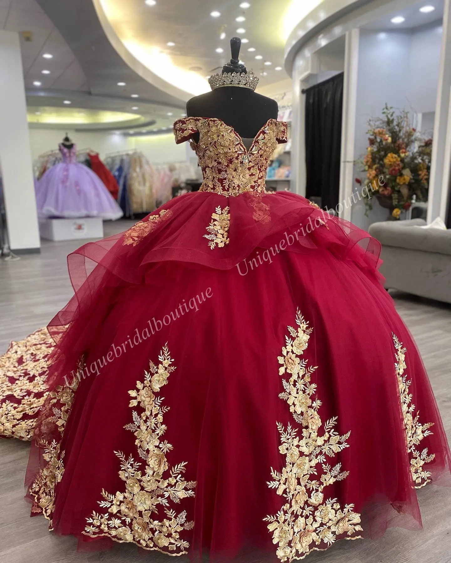 Vestido De Baile Rojo Con Apliques De Lujo, Quinceañera, Lazo, Volantes,  Mexicano, 16 Vestidos, 15 Años De Encaje, 2023 - Vestidos De Quinceañera -  AliExpress