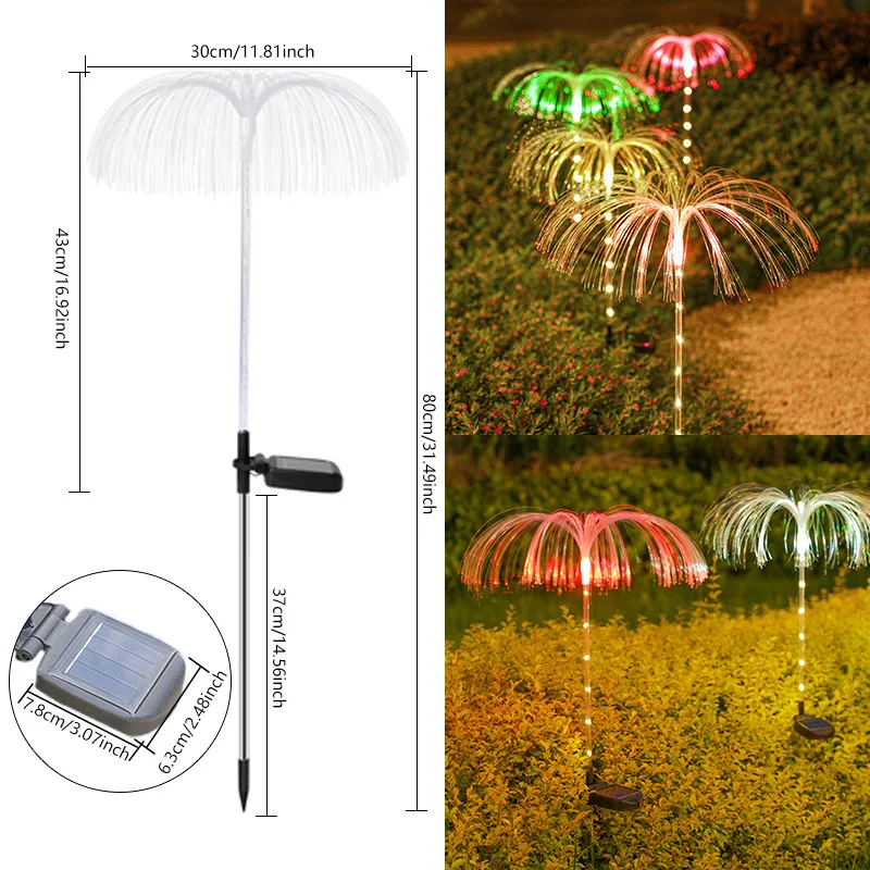 Outdoor Solar Fairy Lights: Fiber Optic Jellyfish Garden Lights ...