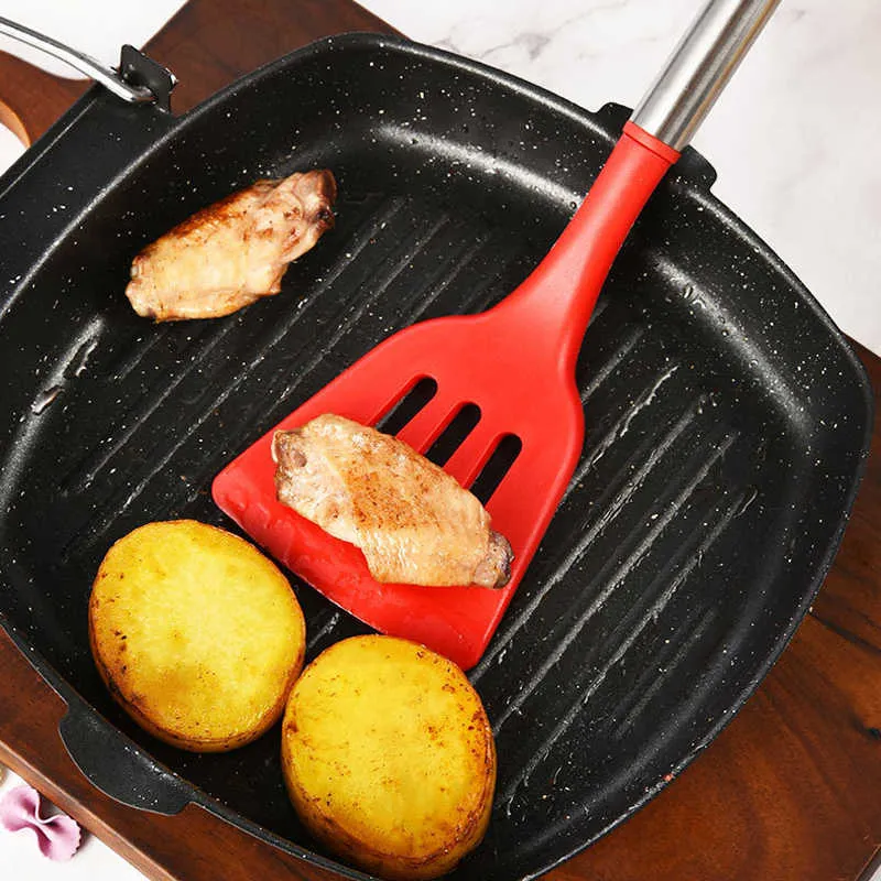 1/2 Pièces, Ustensiles De Cuisine Avec Manche En Bois, Spatule Wok En Acier  Inoxydable, Cuillère