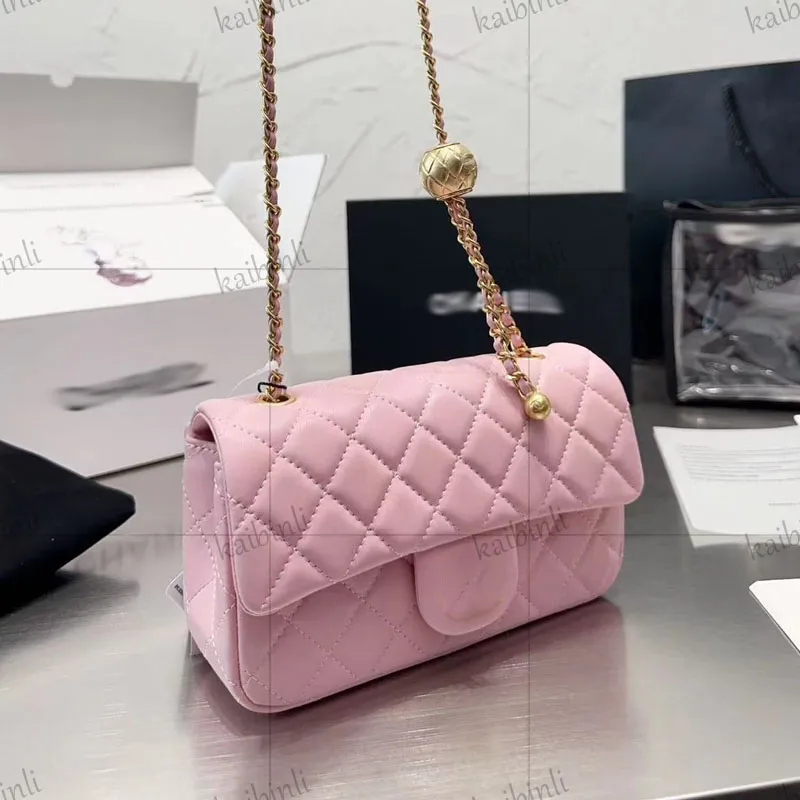 Womens Square Bag With Gold Ball Real Leather Mini Flap Caviar Lambskin  Quilted Purse Small Gold Chains Flap Shouler Box Bag Luxury Designer Cross  Body Strap 17cm/20cm From Kaibinli, $135.24