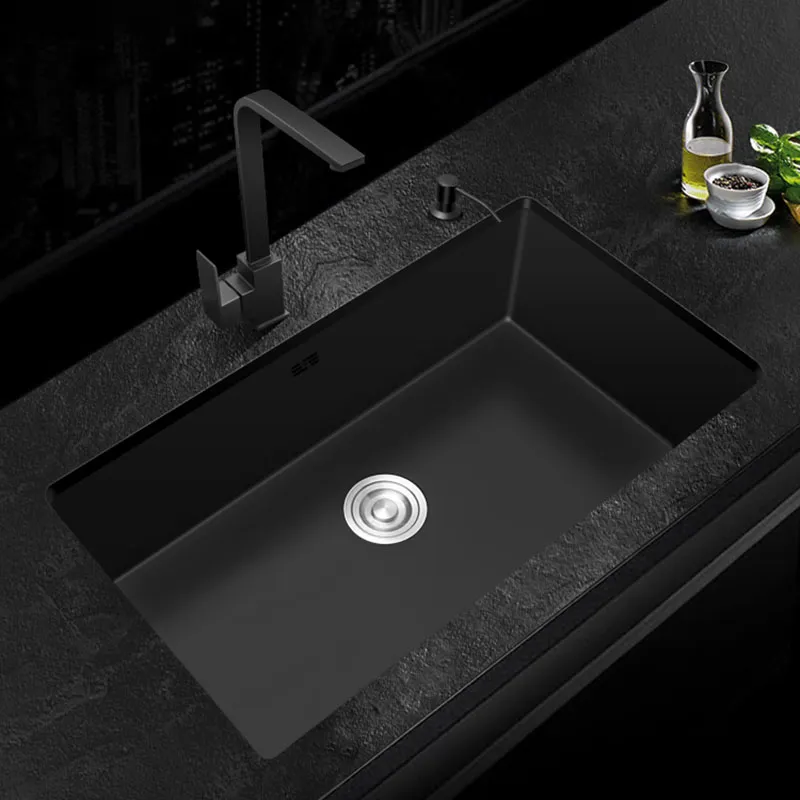 Fregadero De Cocina Negro De Acero Inoxidable 304 Fregadero Individual De  Cocina Lavabo De Lavado De Verduras Fregadero Negro Sobre El Mostrador O  Bajo Encimera De 167,84 €