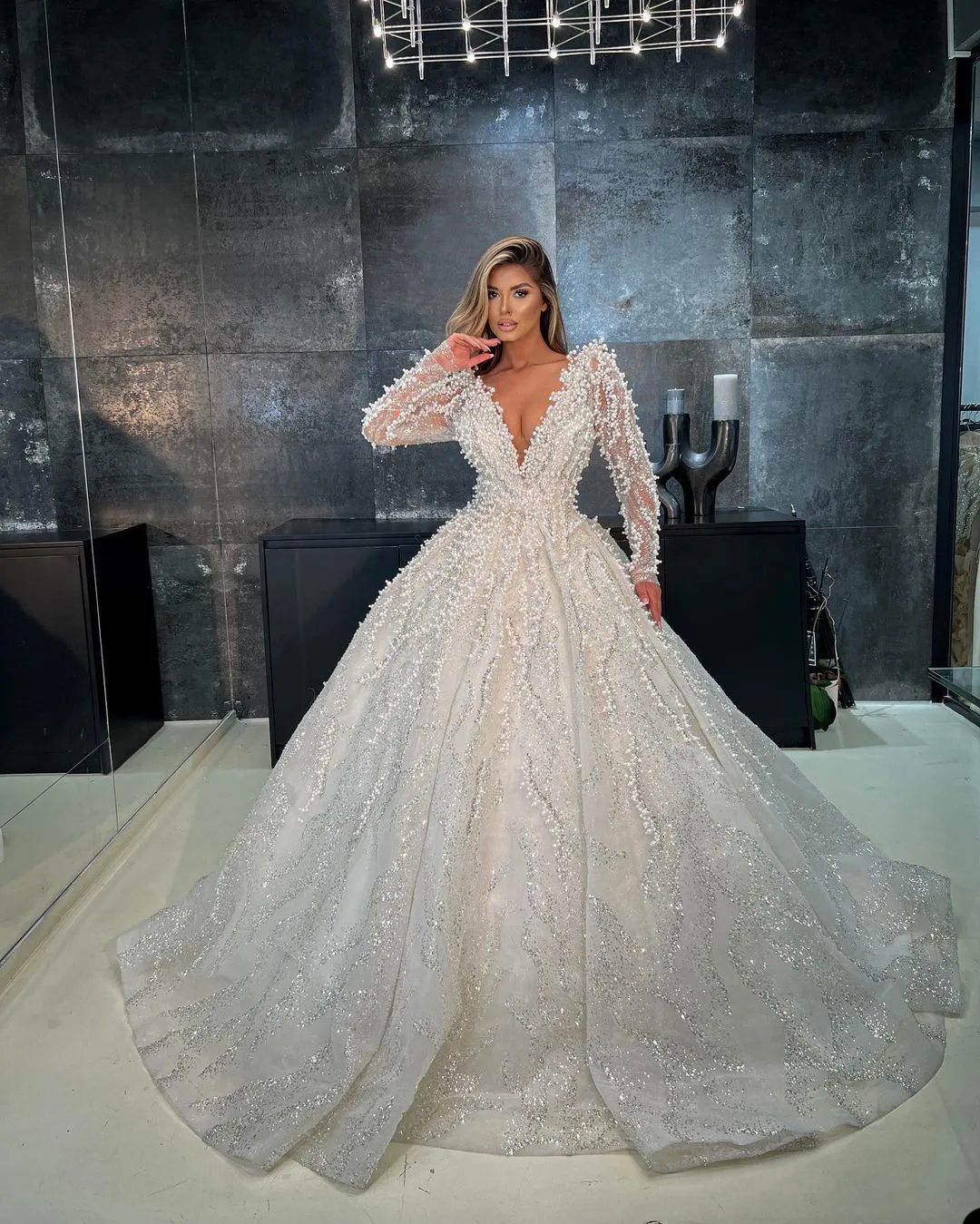 Pearl Beaded Arabic Wedding Dress: Sequined Lace... From Manweisi, $499.75  | DHgate.Com