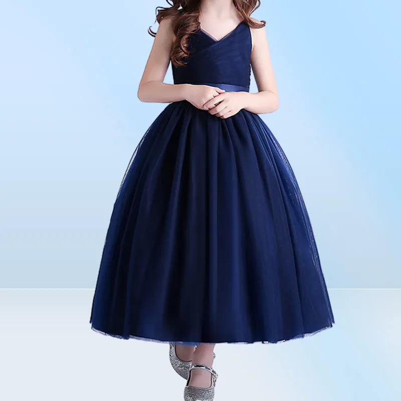 Ball Gown Vestidos Para NiÃ±as De Elegant Navy Blue Flower Girl