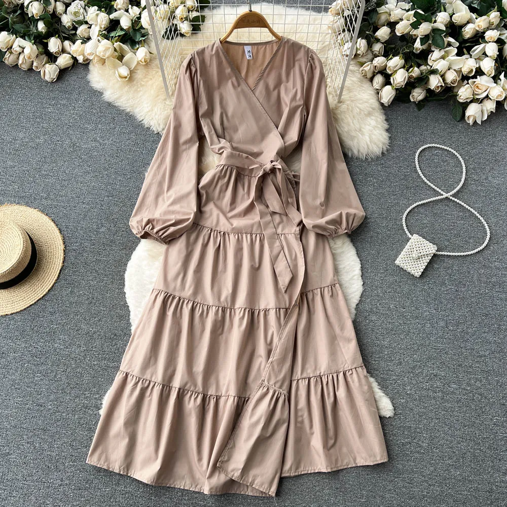 2023 A Line Casual Dresses print Sexy designer Clothing V Neck women Dresses Long Sleeve Summer new women's wear thin double-breasted Denim dress