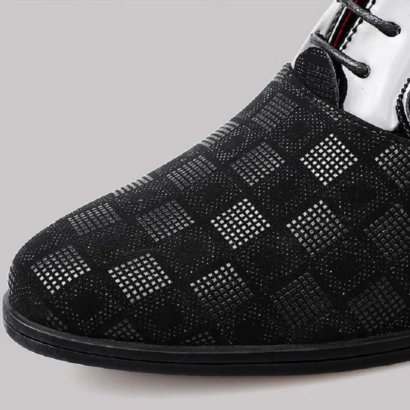 Red Plaid Pointed Leather High Heel Male Dress Shoes For Men