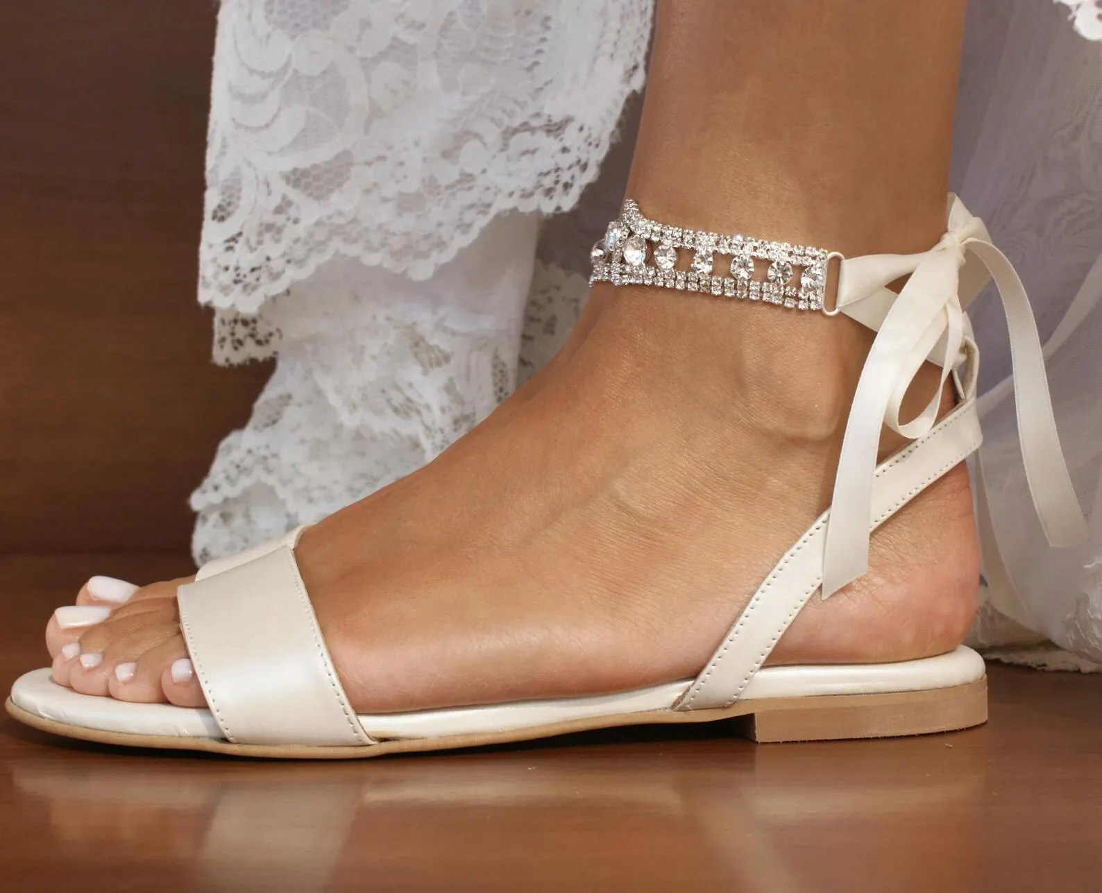 Ivory flat sandals for wedding cheap