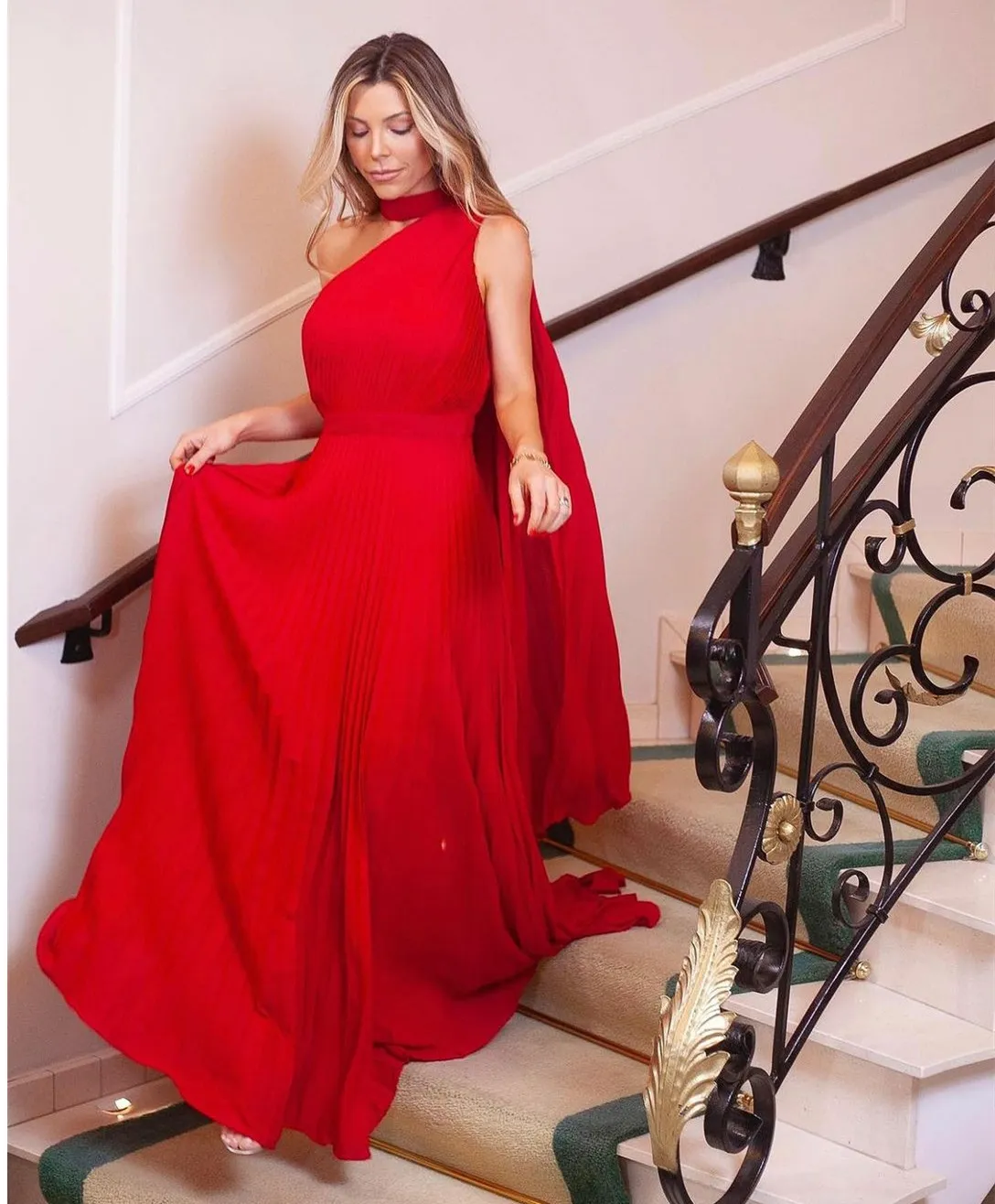 Chiffon Flattering Summer Ethereal Red Dress Chiffon Flattering Summer Ethereal Red Dress