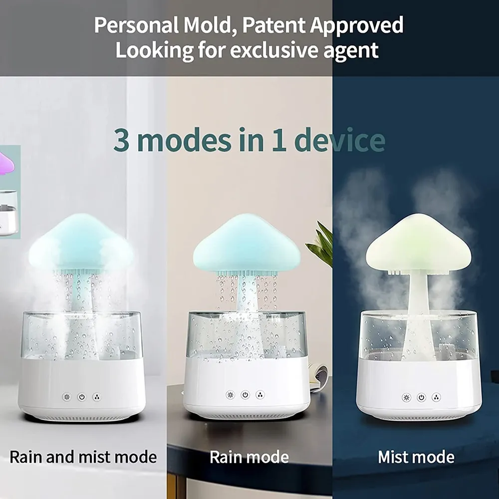 Rain Cloud Humidifier Aromatherapy Machine LED USB Air Purifier