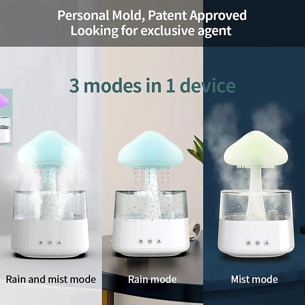 Knuffelwolken luchtbevochtiger met APP afstandsbediening waterdruppel plus essentiële olie waterval regeamp 7 - China Rain Cloud Humidifier Diffuser en Mushroom Humidifier Diffuser prijs