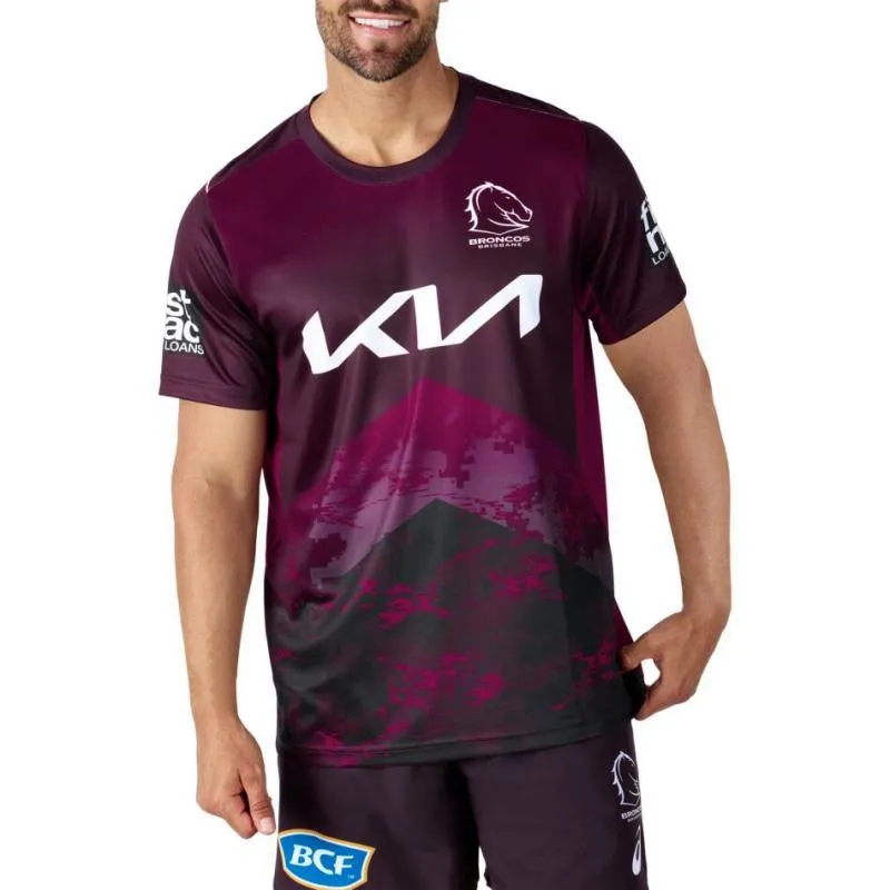 Herren T Shirts 2024 New Brisbane Bronco Rugby Jersey Herren Trainings