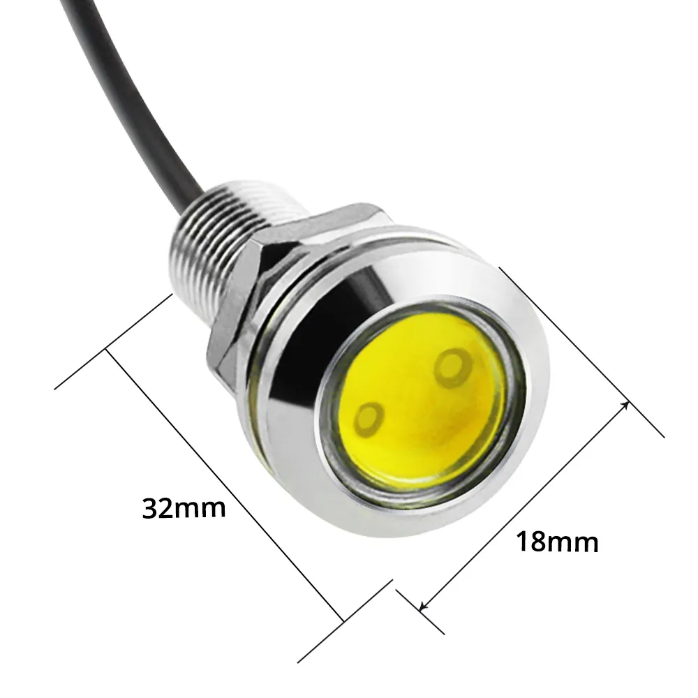 18mm Eagle Eye LED DRL - Silver Shell Car Daytime Running Lights, 12V ...