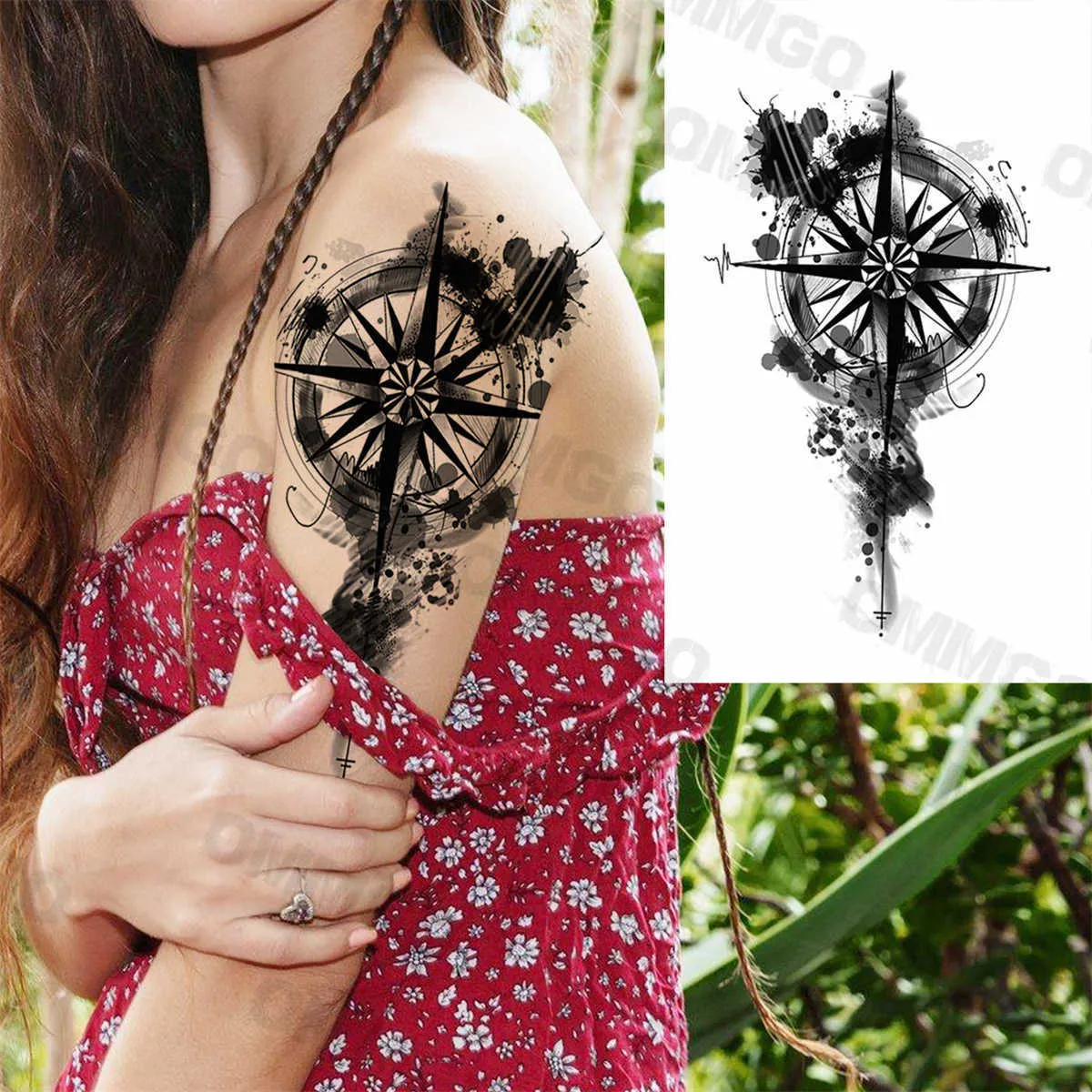 Male Arrow Compass Tattoo - Temu