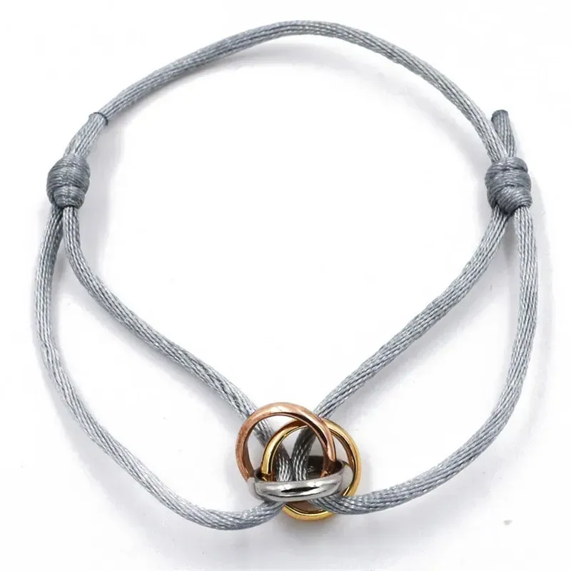 Fashion Designer Jewelry Stainless Steel Trinity Ring String Charm Bracelet Three Rings Hand Strap Couple Bracelets For Women Men