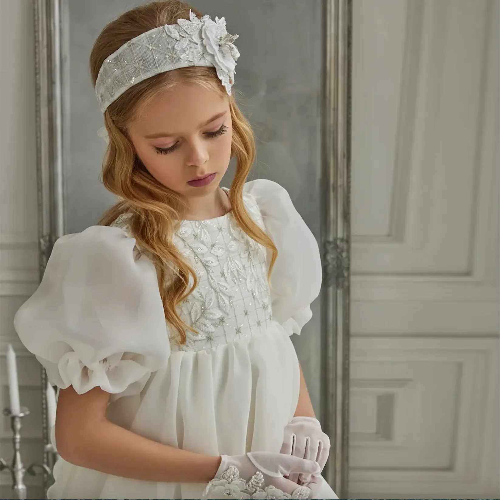 Vintage Ivory Holy Communion Dress Amazon With Puffy Short Sleeves For Weddings First Communion And Christening Organza Reffles Included From Verycute 43.11 DHgate.Com