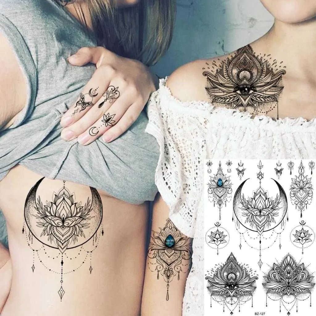 Lotus Mandala Underboob Temporary Tattoo