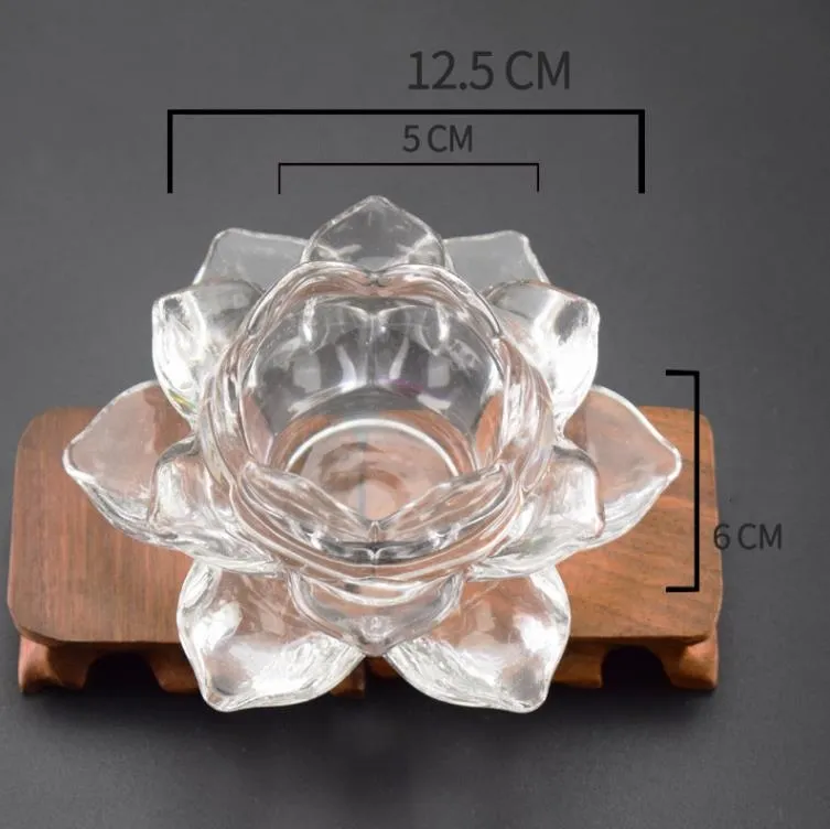 SUMTree Bougeoir en cristal de lotus pour bougie pilier de 11,4 cm, bougeoir décoratif en forme de fleur de lotus pour décoration de maison, anniversaire de mariage, champagne doré