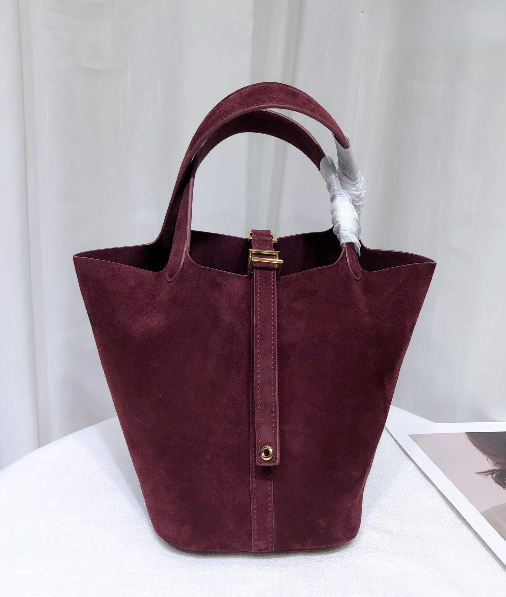 Genuine Leather Bucket Tote Bag for Women Casual Handbag with Cell Phone Pocket 2024 Classic Design Brown Burgundy Coffee Black Dark Khaki