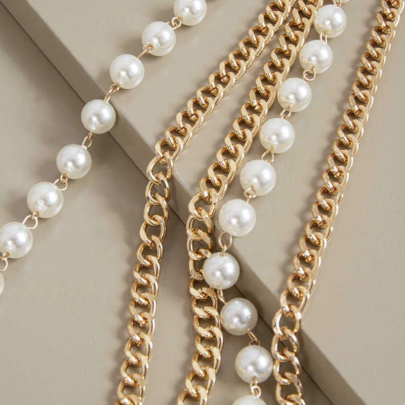 Pearl and Chain Belt Waist decorations SSKFHGI Hollow Butterfly Silver Pearl Waist Chain Rhinestone  main image 4
