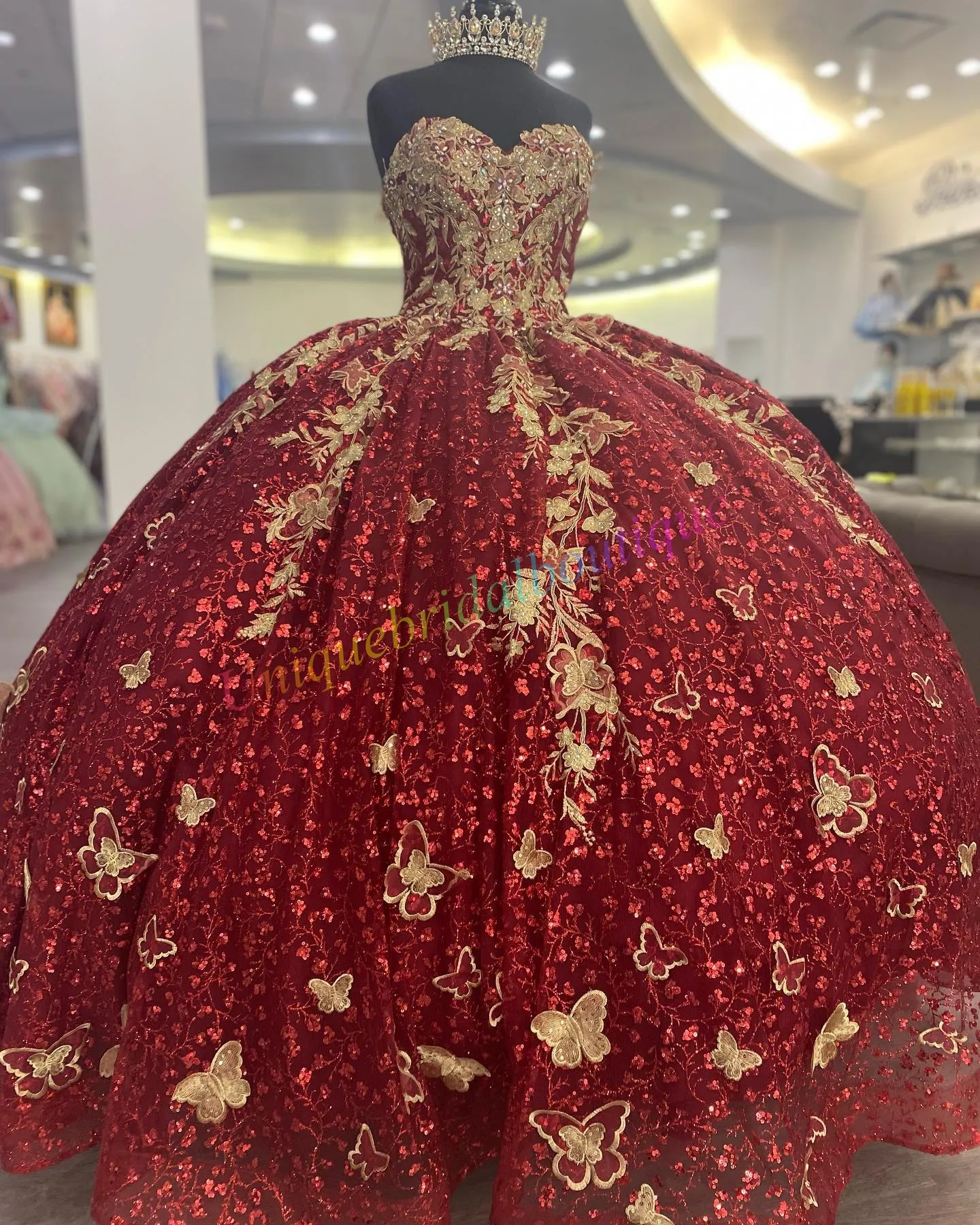 Quinceanera Dresses: Elegant Red Gown With 3D... From Uniquebridalboutique,  $272.68 | DHgate.Com