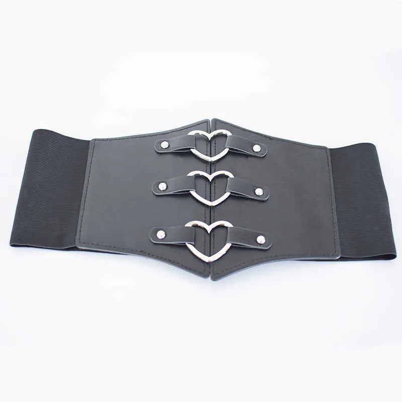 Womens High Waist Elastic Nylon Corset Belts Black PU Leather Slim