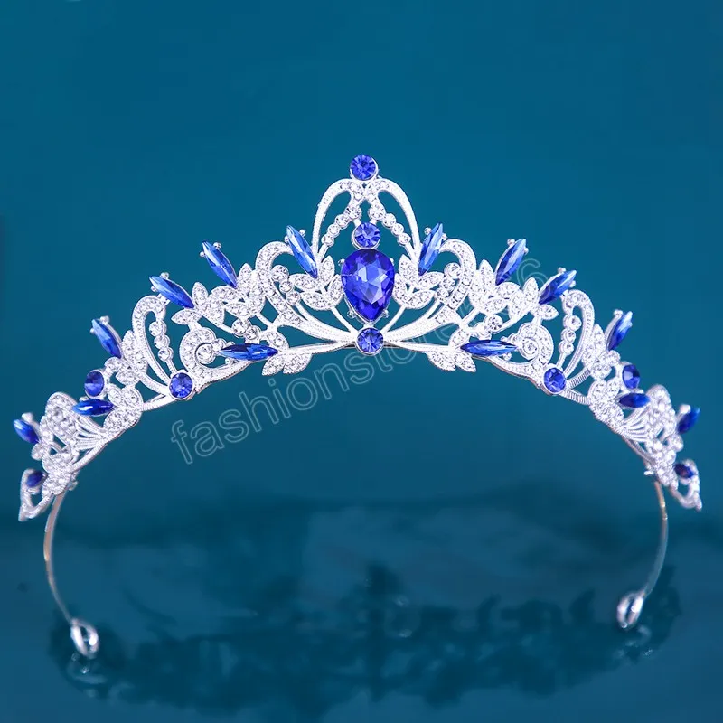 Elegant Silver Toned and Blue Beaded Tiara. New in packaging. Women Faux Crystal Queen Crowns Tiara Rhinestone Tiaras  main image 4