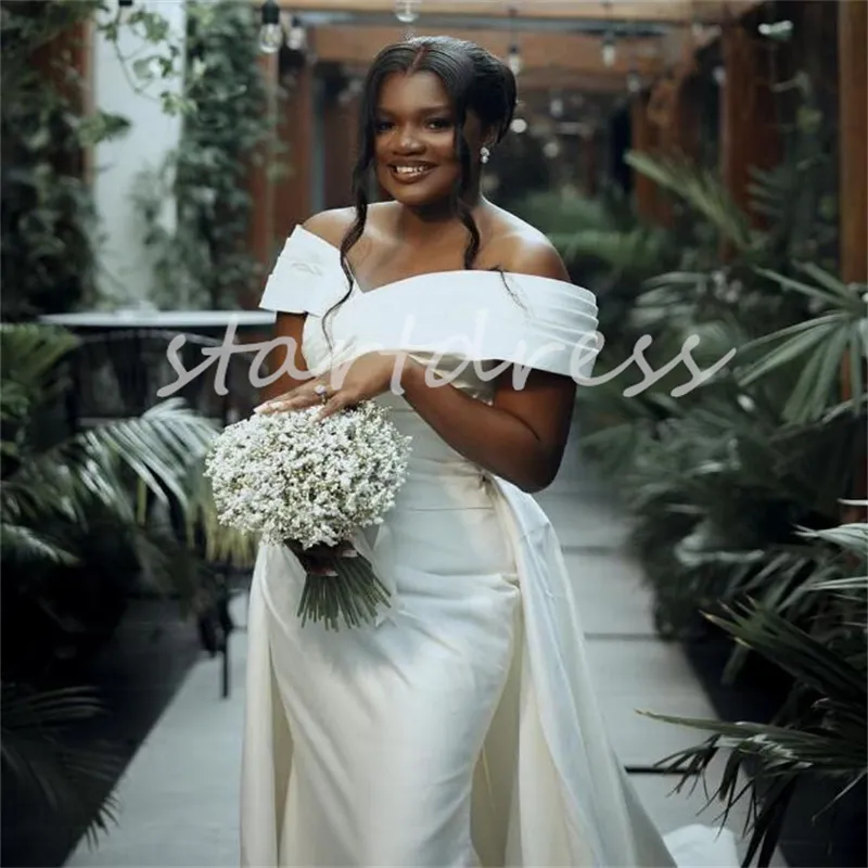 Minimalist Mermaid Wedding Dress With Detachable Train Off Shoulders Soft  Satin African Nigeria Country Bridal Gowns Beach Civil Vestidos De Novia  2024 Casamento from Dhgate A-Line Wedding Dresses - price 101.42