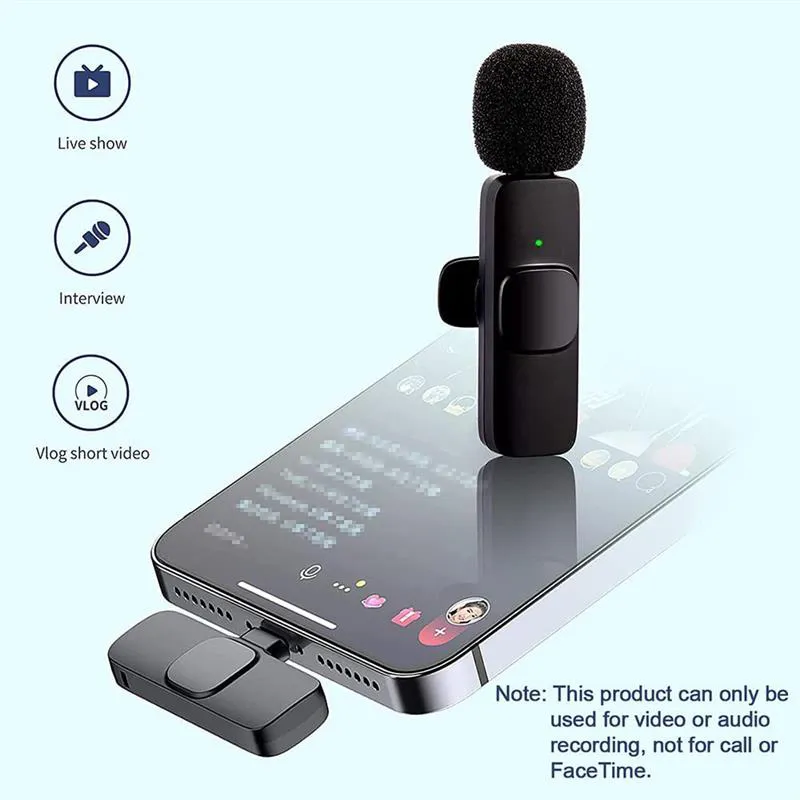 Nouveau micro-cravate sans fil portable Audio Video Recording Mic pour  iPhone Android Live jeu Caméra Téléphone mobile - Chine K9 et de microphone  sans fil Mini-cravate microphone sans fil prix