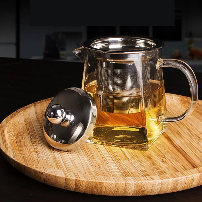 Théière En Verre Borosilicate Résistant à La Chaleur - 350 Ml - Avec Filtre En Inox 304 - Forme Carrée Design - Parfaite Pour Thé, Infusion, Tisane