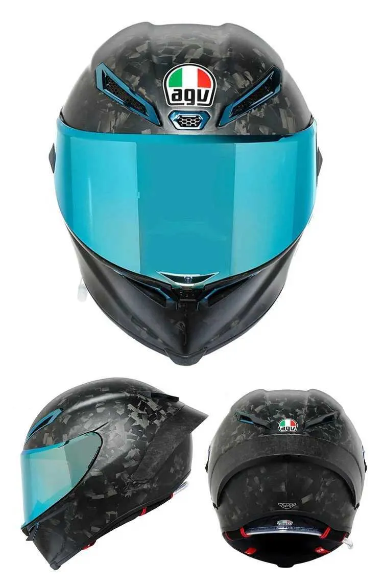 Full Face Open Face Motorcycle Helmet Italy Agv Pista Gp Rr Racing Helmet Forged Carbon Fiber Rossi Future Ice Blue Exclusive YI-IANH