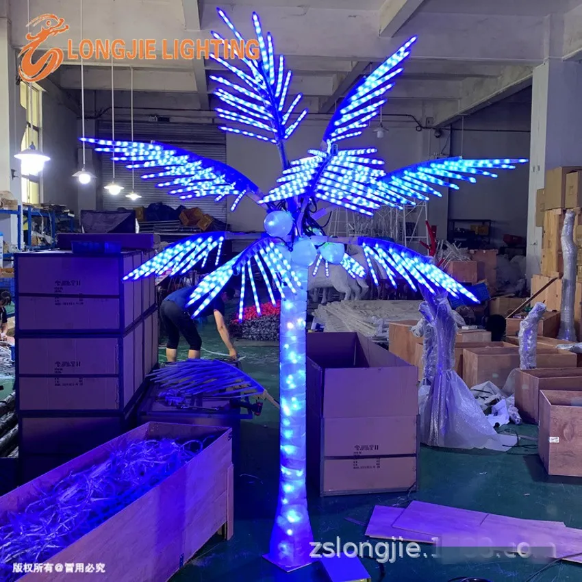 Outdoor Rainproof 2.5M LED Artificial Coconut Tree Light Christmas Lamp ...