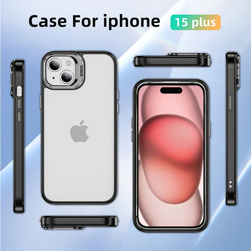 Designer Transparent Phone Case With Kickstand For IPhone 15 Pro