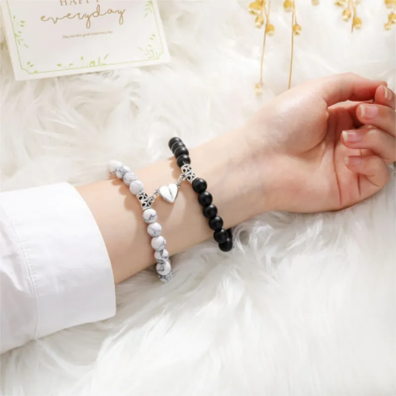 Gemstone Stretch Bracelet, Elastic Unisex Stone Bracelet, Couple