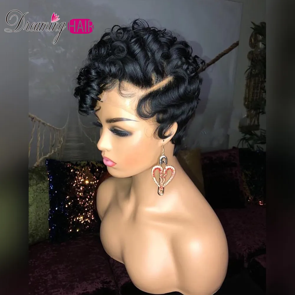 thumbnail image 2 of ATOZWIG Short Remy Human Hair Pixie Wig – Natural Black – Side Bangs – Heat Resistant – Small Cap 2 of 4