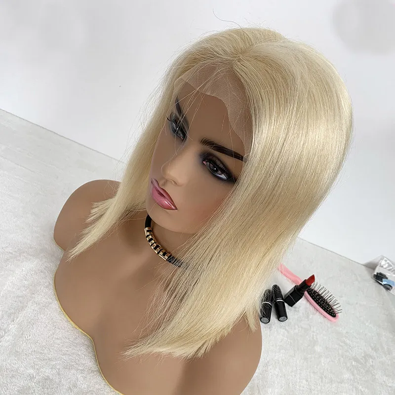 Malaysian Peruvian 100% Human Hair 13X4 Lace Front Bob Wig  display picture 1