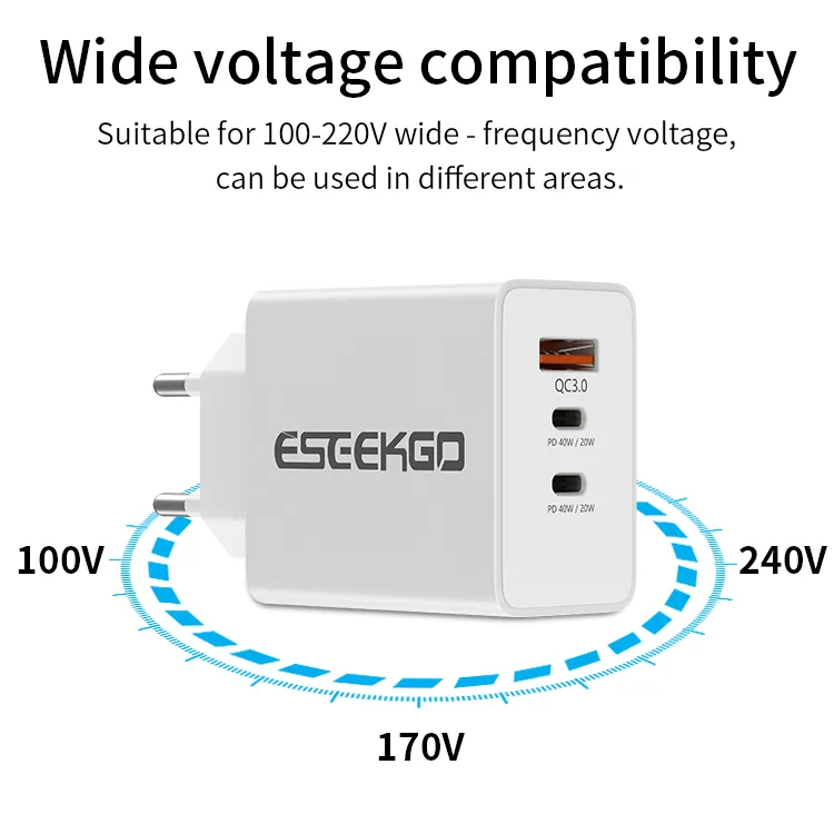 Approvisionnement En Gros ESEEKGO PD40W QC3.0 EU Chargeur Mural Portable 2  Ports Type C Adaptateur Secteur Pour Ordinateurs Portables Tablettes Téléphones  Portables Prise Murale De Voyage USB Chargeurs Rapides Dans Une Boîte