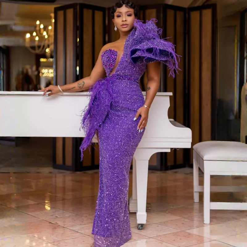 fitted lace wedding dress Jovani 22914 Size 8 Purple Crystal Cocktail Dress Feather Skirt Homecoming Gown main image 0