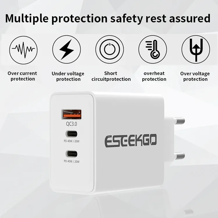 Charge rapide 3.0 adaptateur chargeur mural USB Port d'alimentation EU  Portable QC3.0 chargeur rapide avec protection