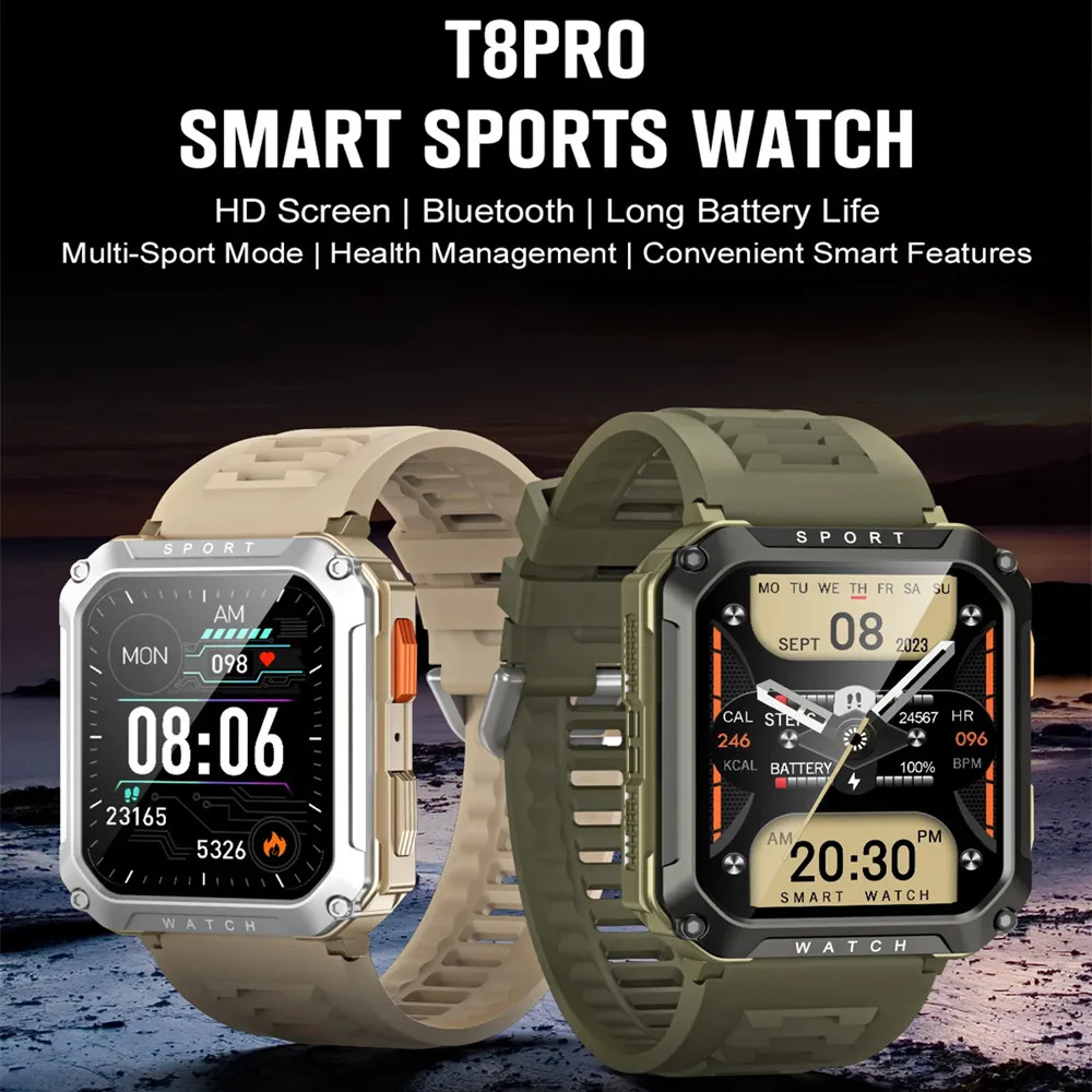 Sport Tracker Smartwatch T8 PRO BT Call Waterproof Heart Rate Blood Oxygen Monitor Hombre Reloj Smart Watch for Men Outdoor