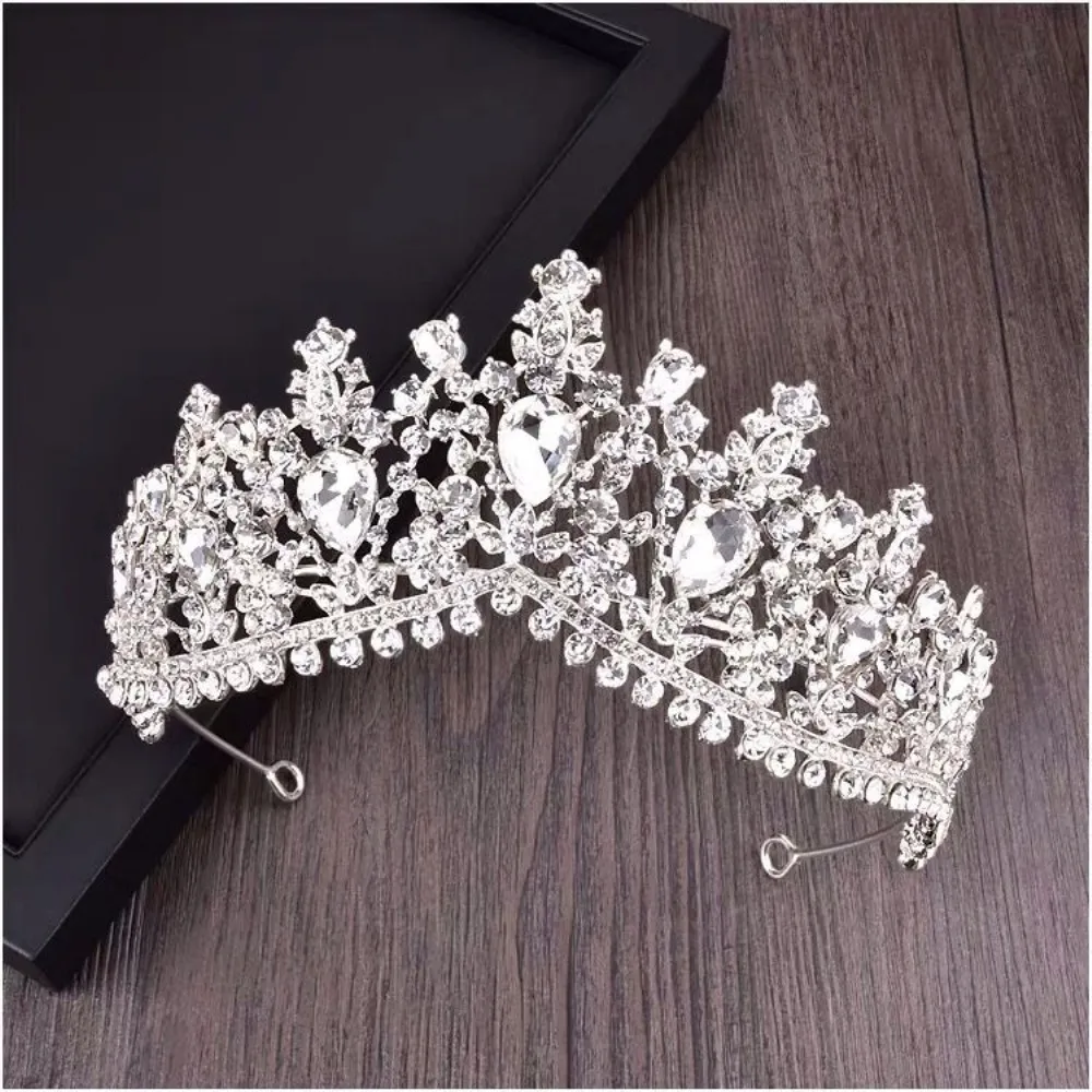 Handmade White Crystal Bridal Diamond Bridal Headpieces Set High End Crown Necklace  And Earrings From Tieshome, $8.33