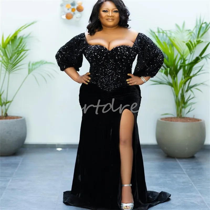 Black sequin slit dress hot sale