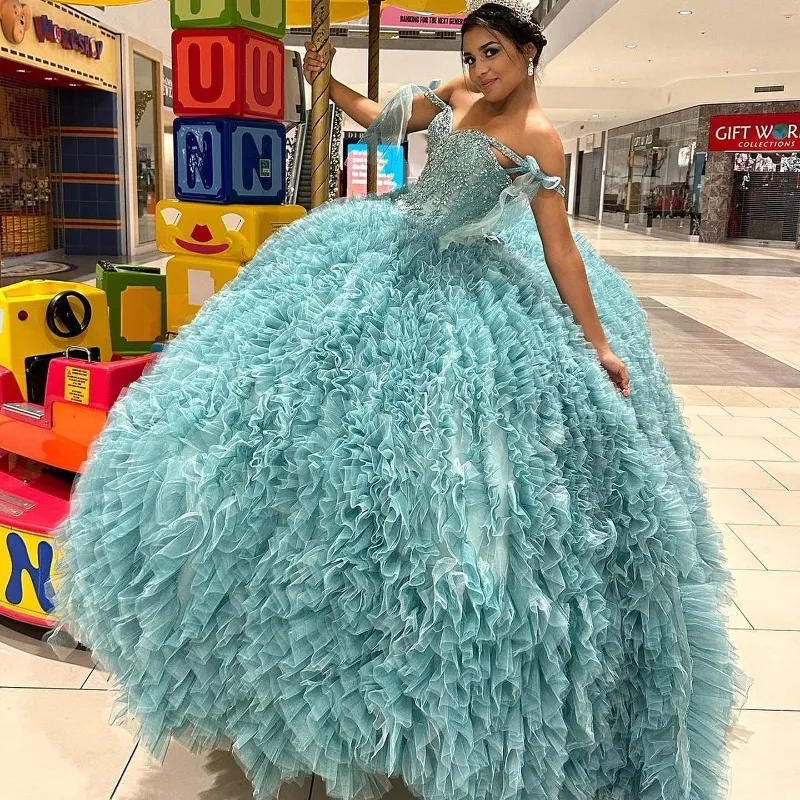 Vestidos de 15 aqua hot sale