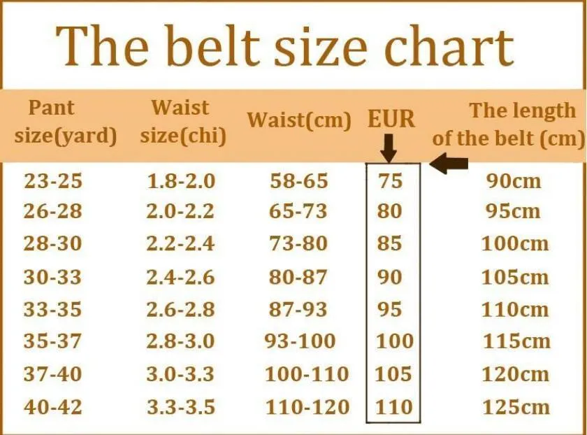 105 Cm 115 Cm Belt Size Chart Genuine Leather Belts For Men Women