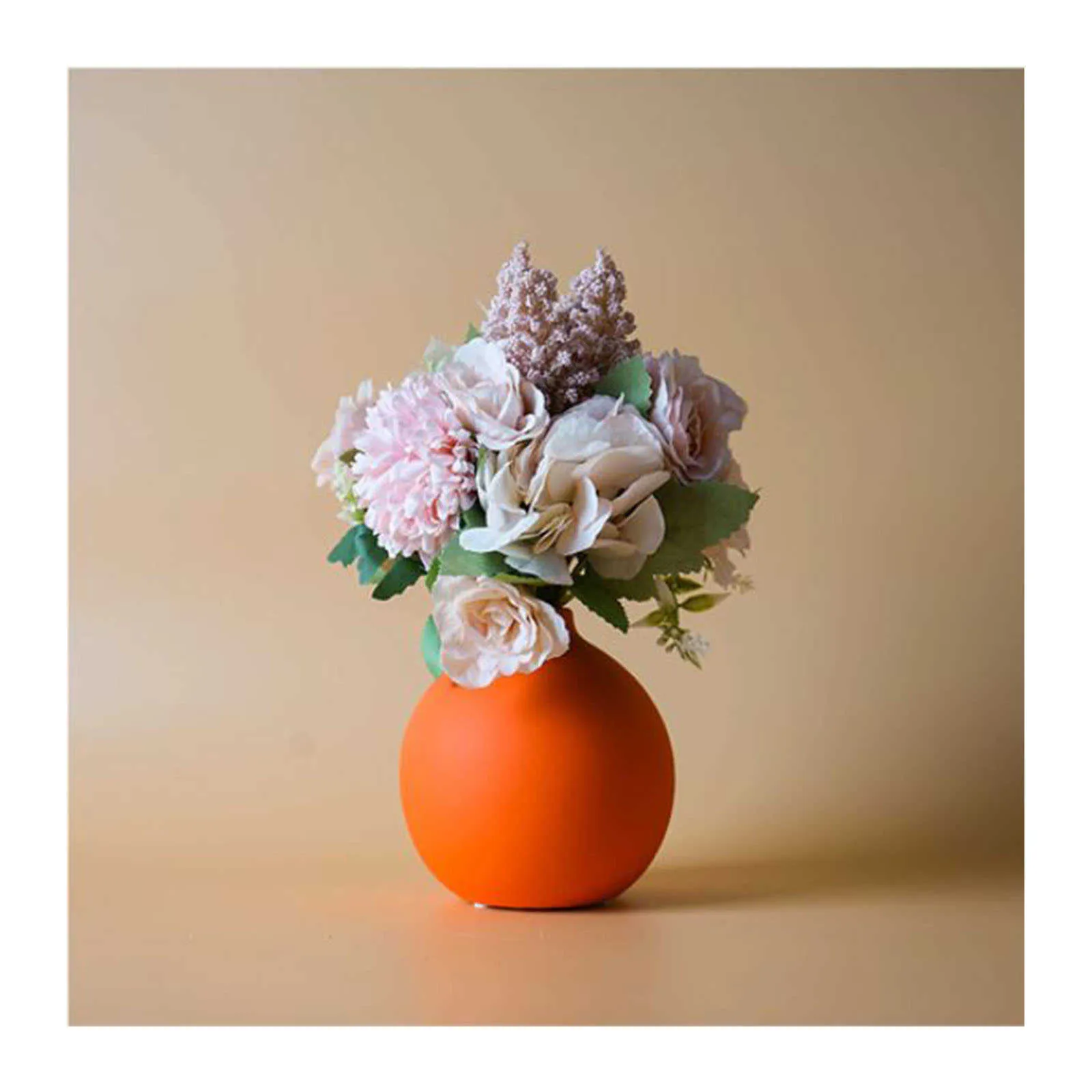 Vaso In Ceramica Geometrico Nordico, 20 Cm, Rosa, Per Fiori Secchi E Composizioni, Moderno