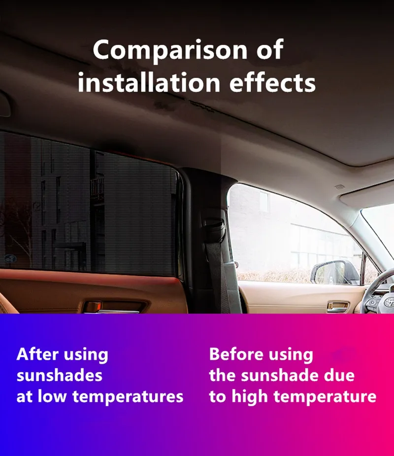 Magnétique voiture pare-soleil Protection UV voitures rideau voiture vitres  latérales pare-soleil bouclier p Front